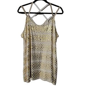 Lane Bryant gold and white top‎